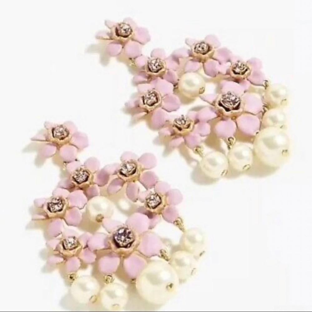 J. Crew Lavender Floral Chandelier Earrings NWT